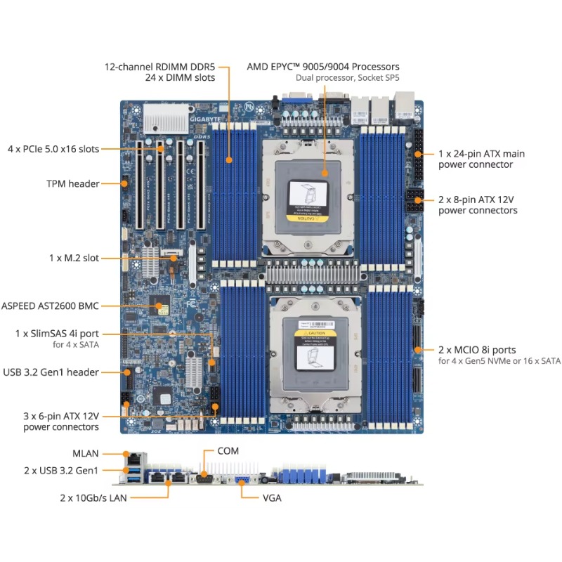 MZ73-LM2 for EPYC 9005 9004 Se - Ddr5 Memory ulasan dan harga