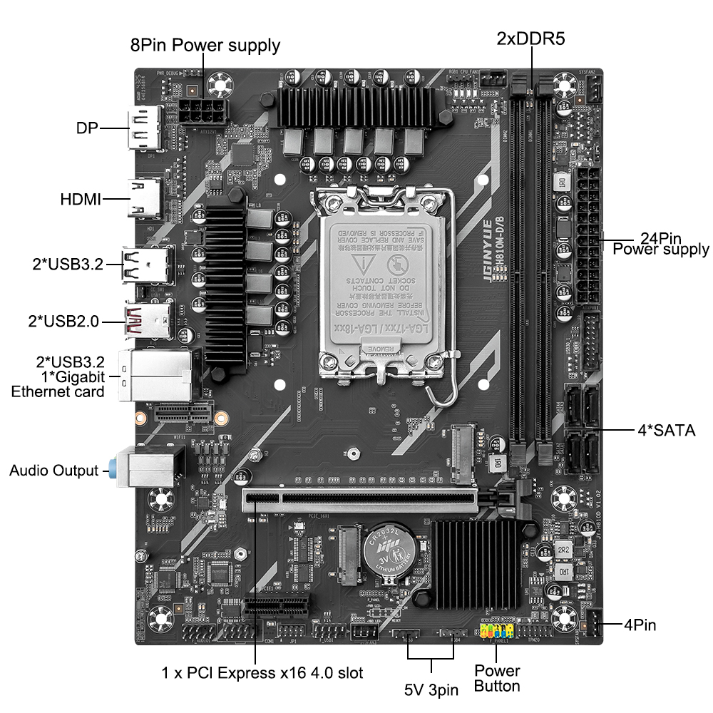 JGINYUE H810 Motherboard Intel - Ddr5 64Gb ulasan dan harga